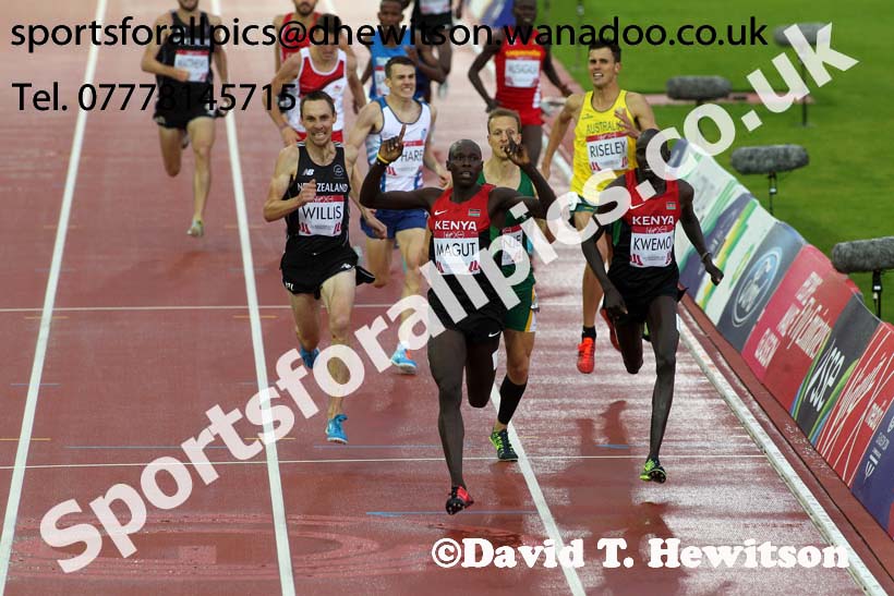 James Kiplagat Magut (Kenya) wins the 1500 metres at the Commonwealth Games, Glasgow. Photo: David T. Hewitson/Sports for All Pics